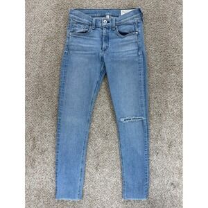 Rag & Bone Jeans Womens 27 Blue Mid Rise Ankle Skinny LENA Distressed Light Wash